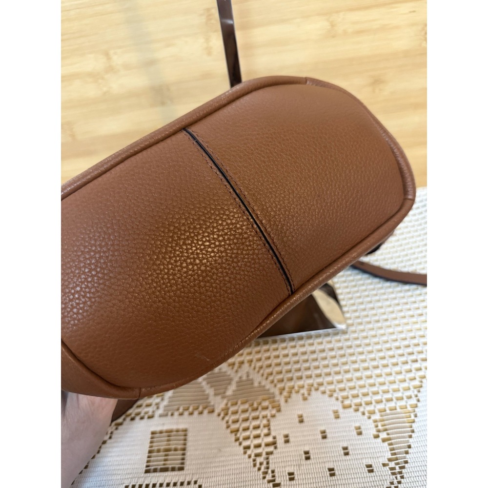 Cole Haan Crossbody Bag Women's Brown Pebble Leather Drawstring Bucket Bag - Picture 4 of 15
